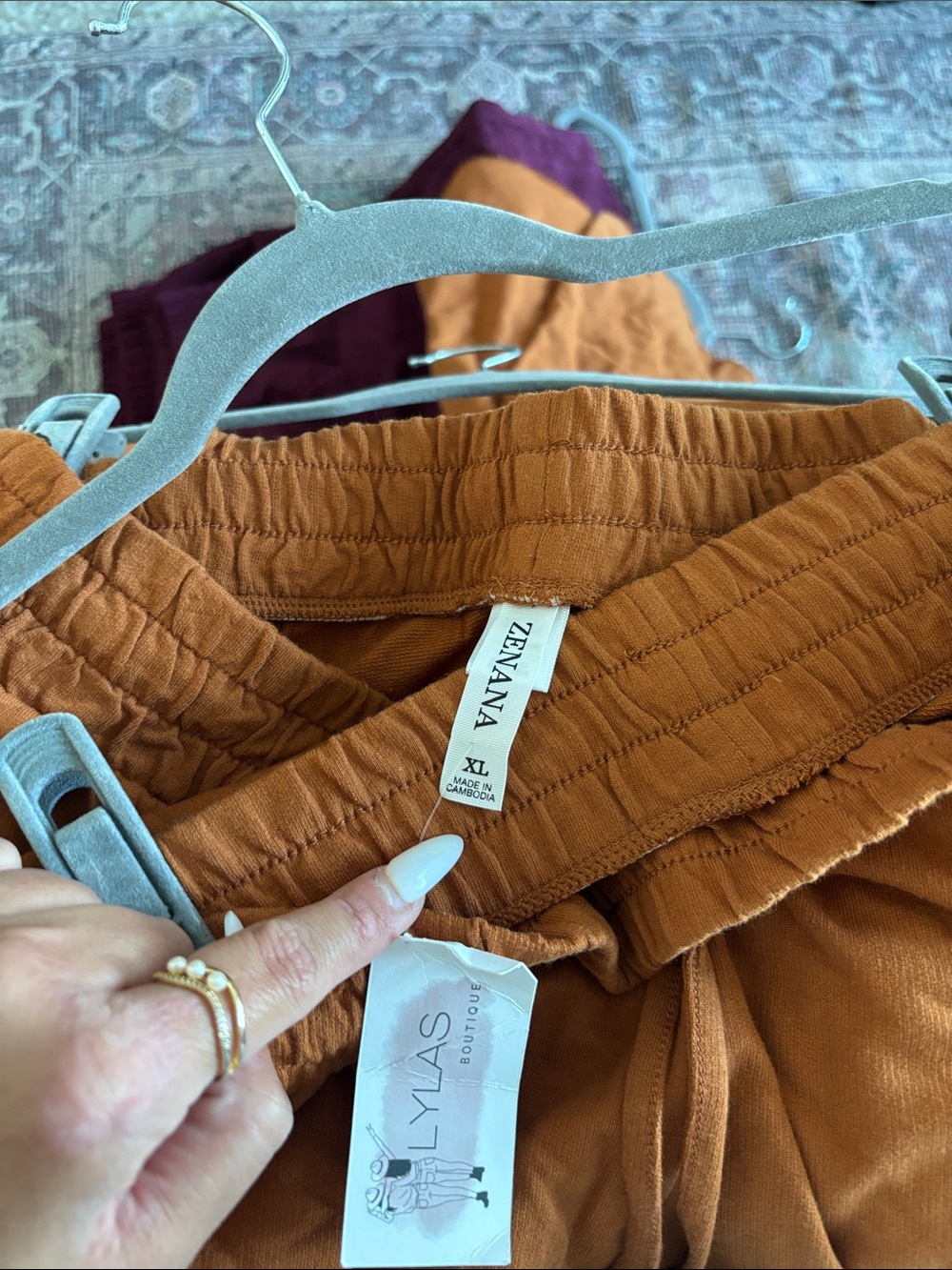 Zenana Outfitters Wide-Leg Drawstring Pants in Rust - Picture 2 of 2